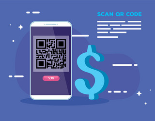 Scan code qr with smartphone vector