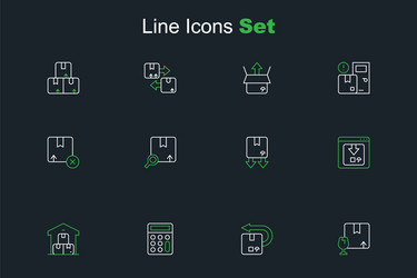 set line package box with fragile content return vector image