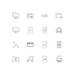 files and folders sign linear thin icons set vector image
