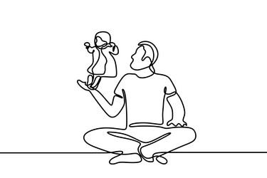 Mother and baby continuous one line drawing Vector Image
