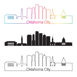 Oklahoma city skyline linear style with rainbow vector