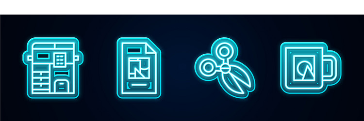 set line copy machine file document scissors vector image
