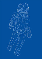 Astronaut in Space - Wireframe Render vector image