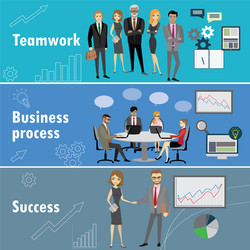 flat banner set with teamwork business process vector