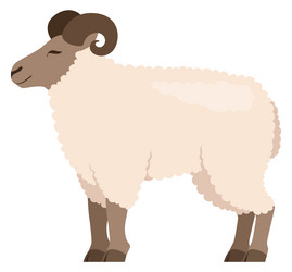 cartoon ram icon white sheep livestock animal vector