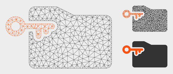 folder access key mesh network model vector image