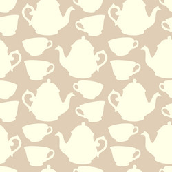 Seamless pattern with decorative cups and teapots vector