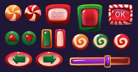 candy game ui buttons set vector image