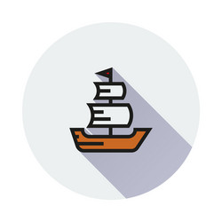 Sailing ship icon on round background vector