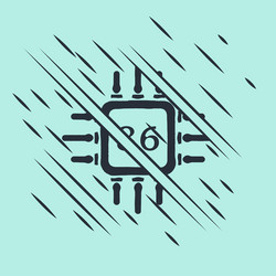 black computer processor with microcircuits cpu vector image