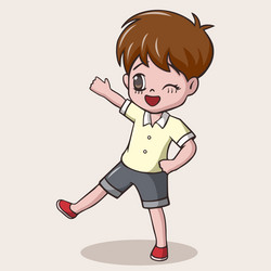 cute little boy cartoon waving vector