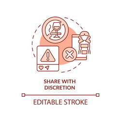 share with discretion red concept icon vector