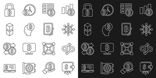 set line cryptocurrency wallet key blockchain vector image