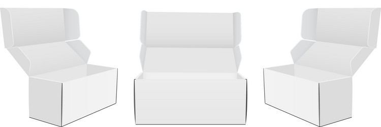 set rectangular cardboard opened boxes vector image