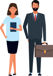 Business couple avatar cartoon character vector