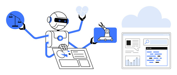 ai robot balancing tasks with law automation vector image