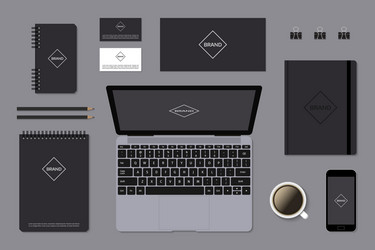 Dark identity mock-up template on gray background vector