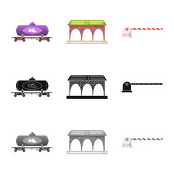 isolated object of train and station icon set vector image