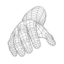 polygon mesh or wireframe hand reaching to viewer vector image