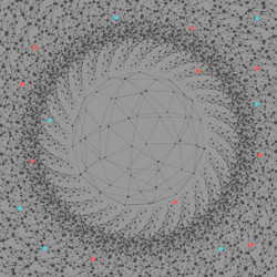 radial connected dots with lines in circle form vector image