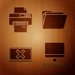 set computer monitor with keyboard printer vector image
