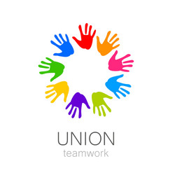 Hands circle teamwork logo Royalty Free Vector Image