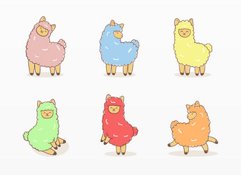 variety cute alpacas Vector Image