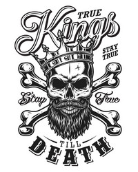 King Skull with Crown & Beard Vector Image