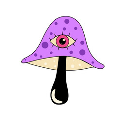 Magic purple mushroom with eye sticker vector