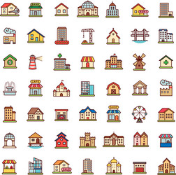 Architecture Icon Set - Buildings & Structures vector image