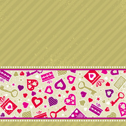 beige valentine background with pink hearts vector