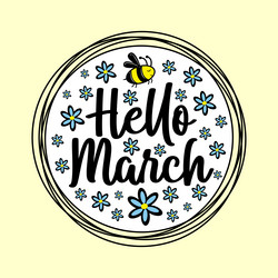 Hello march - greeting with cute bee and daisy Vector Image