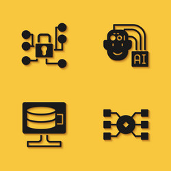 set cyber security neural network cloud database vector image