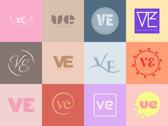collection of 12 unique and stylish logo Vector Image