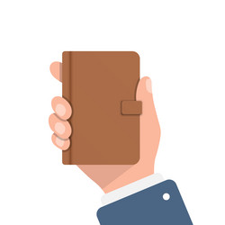diary in hand flat style notebook on isolated vector image