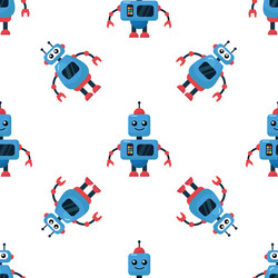 seamless pattern with funny robots vector image