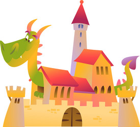 Cartoon Dragon and Castle Vector Image