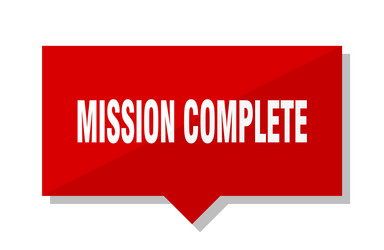 mission complete red tag vector