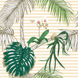 seamless pattern background with tropical plants Vector Image