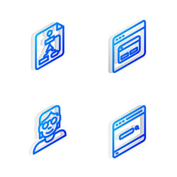 set isometric line search engine flowchart vector image