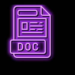 Doc file format document neon glow icon vector