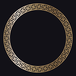 greek gold frame on a black background vector