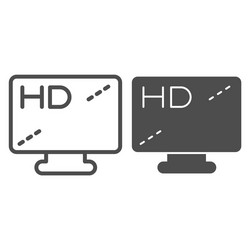 high dimension monitor screen line and solid icon vector image