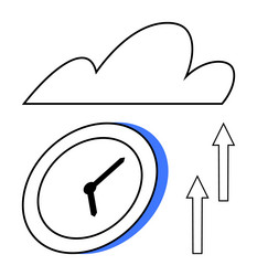 cloud with clock and upward arrows representing vector image