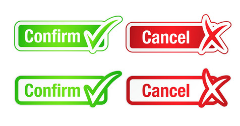 Confirm cancel buttons with checkmarks vector