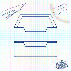 drawer with documents line sketch icon isolated vector image
