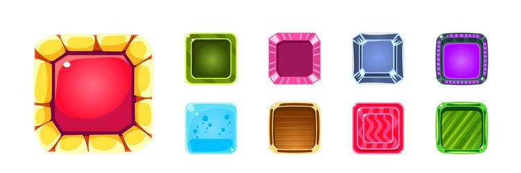 game ui square buttons with texture set vector image