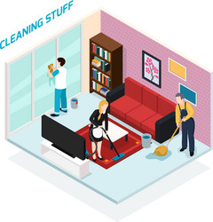 home staff isometric design concept vector