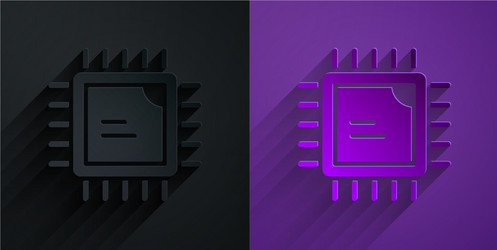 paper cut computer processor with microcircuits vector image