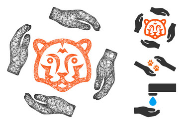 save tigers polygonal web mesh vector image